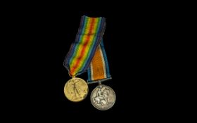 WW1 Pair, British War & Victory Medals, Awarded To 241950 PTE W H LAWRENCE S LAN R