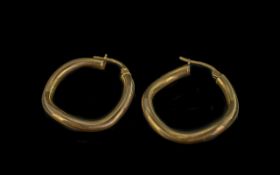 Ladies Pair of 9ct Gold Hoop Earrings ( for pierced ears ) Stamped for 9ct Gold. Approx Size 1 x 1