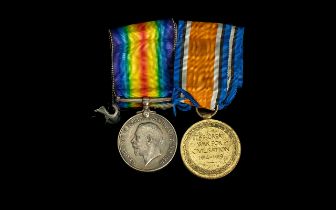 WW1 Pair, British War And Victory Medal Awarded To 32846 PTE GW SNAITH. DURH.L.I
