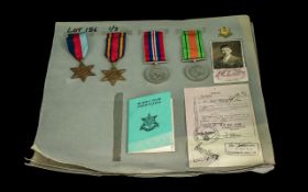 WW2 Interest Group of 4 Medals Laid on paper together with 23 pencil drawings, Burma star