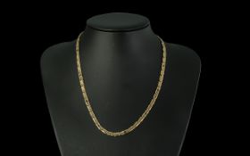 Ladies 9ct Gold Fancy Designed Necklace. Stamped for 9ct Gold. Approx Length 18 Inches. Approx