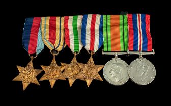 WW2 Group of Six Medals 1939-45 Star, Africa star, Italy Star, France and Germany Star War and