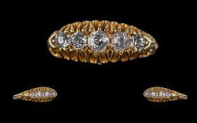 Ladies 18ct Gold & Diamond Set Ring. Hallmarked for 18ct Gold. Approx Size M - N. Approx Weight 4.27