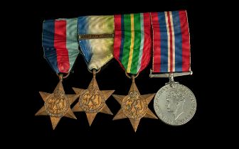 WW2 Group Of 4 Medals, The 1939-45 Star, Atlantic Star {Fance And Germany Clasp}, Pacific Star And