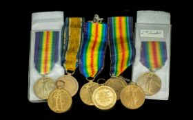 WW1 Singles Collection of 8 Victory Medals