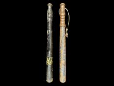 Two 19th/20th Century Wooden Truncheons,