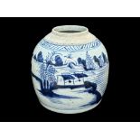 Antique Chinese Glazed Jar, blue design