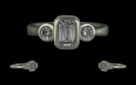 Platinum & Diamond Ring, set with an eme