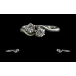 18ct Gold - Attractive Two Stone Diamond