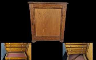Oak Specimen Cabinet, interior with seven graduating drawers, measures 13.5'' high x 11.5~'' x 11.