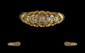 Edwardian Period 1902 - 1910 Excellent 18ct Gold Five Stone Diamond Set Ring, Attractive Setting.