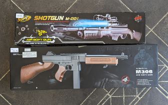 Spring Power M306 Air Soft Gun, uses 6mm BB Bullet, in original box. Together with Super Shotgun M-