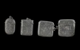 A Fine Collection of Hallmarked Victorian & Edwardian Period Sterling Silver Hinged Vesta Cases.