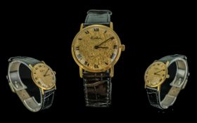 Kutchinsky Excellent Quality Gents 18ct Gold Cased Mechanical Wrist Watch, circa 1970's. Features an