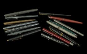 A Collection of Fountain Pens and Propelling Pens ( Vintage ) 15 In Total. Various Brands, 14 In