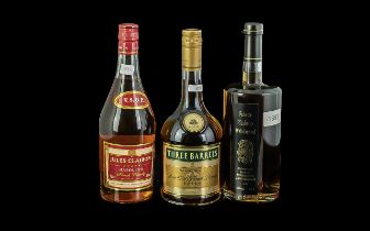 Drinker's Interest - Three Bottles of Brandy, comprising Three Barrels Rare Old French Brandy,