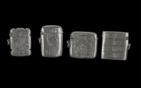 A Fine Collection of Hallmarked Sterling Silver Vesta Cases, four in total, all various shapes,