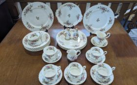 Royal Albert Moss Rose Tea Set - Comprising Tea Pot, Cups, Saucers, Plates etc... Approximately 28