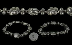 Georg Jensen Signed Excellent Quality Sterling Silver Bracelet, Excellent Design, Marked Ref 96,