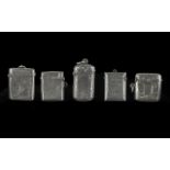A Fine Collection of Early 20th Century Sterling Silver Hallmarked Vesta Cases, five in total.