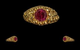 22 Carat Gold Superb Quality Hand Made Single Stone Ruby Set Ring marked 22 carat gold to interior