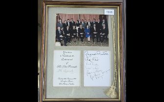 A Framed Photo of Margaret Thatcher - Signed by Herself & Others. From the Luncheon and Retirement