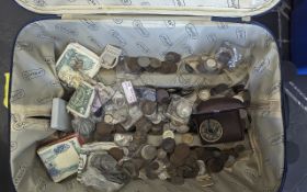 A Suitcase Full Of Coins From Around The World - Including the UK, Some Coins Dating back to the