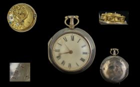 George III Excellent Quality Sterling Silver Key-wind Pair Cased Verge Pocket Watch. With Superb