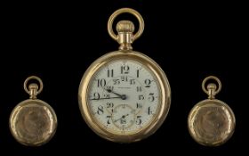 American Watch Company - Late 19th Century Waltham Railroad 24 Hours Gold Plated Open Faced