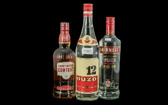 Three Bottles of Spirits, comprising Smirnoff Vodka No. 21, 70cl, 37.5% volume, Southern Comfort