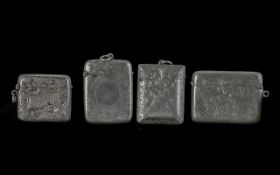 A Fine Collection of Hallmarked Victorian & Edwardian Period Sterling Silver Hinged Vesta Cases.