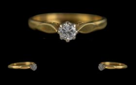 18ct Gold Single Stone Diamond Ring, ring size J. With valuation for insurance dated 1990, for £