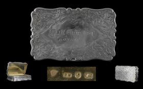 Mid Victorian Large Sterling Silver Hinged Snuff Box with engraved floral decoration to base and