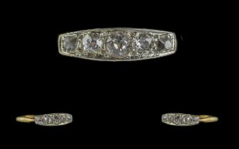 Edwardian Period 1902 - 1910 18ct Gold Attractive 5 Stone Diamond Set Ring. Marked 18ct to