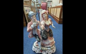 Italian Figural Table Lamp, Large Dancing Couple, Paper Label Reads ''Sculture D'Art Danese Made