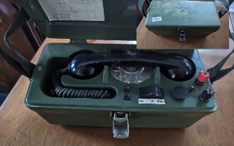 Military Field Telephone, in green fitted box.