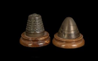 WW1 British 18 Pounder Shrapnel Shell Fuse and a French 75 beehive Fuse.