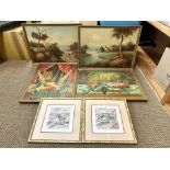 Collection of Art Works. Various Sizes and Subjects, Includes Country Scenes, Pheasants, Fish with