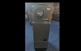 Wall Mounted BT Grey & Green Payphone, 2p and 10p slots, measures 26'' high.