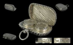 Samuel Mordan and Co Superb Quality Sterling Silver Double Sovereign Case with fluted design to