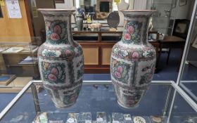 Pair of Oriental Vases, marks to base, 19" tall.