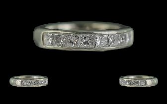 Platinum Excellent Quality - Ladies 8 Stone Princes Cut Diamond Set Ring. The Well Matched Princes