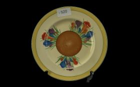 Clarice Cliff Crocus Pattern Side Plate, measures 8'' diameter.