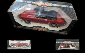 American Muscle 1964 1/2 Ford Mustang Die Cast Metal Model, red convertible, 1/12 scale. In original