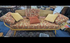 Ercol Blonde Sofa/Day Bed, plank back, spindle supports. Length 82''.