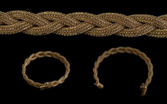 Ladies Excellent Quality 18ct Gold Rope Weave Design Bracelet, marked 18ct - 750. The braided rope