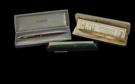 Collection of Parker Fountain Pens - all boxed, three pens in total. 1. Parker 75 Gold Tone Fountain