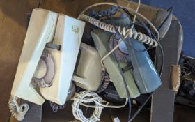 Two Vintage Traditional Telephones, one black and one beige, together with two Trimphone 2/722F