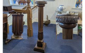 Victorian Mahogany Torchere, turned and carved support, square stepped base. Height 48''.