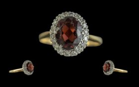 18CT Gold and Platinum Ladies Diamond and Topaz Set Cluster Ring mainly 18ct and platinum to